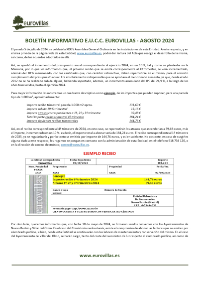 BOLET&Iacute;N INFORMATIVO AGOSTO 2024